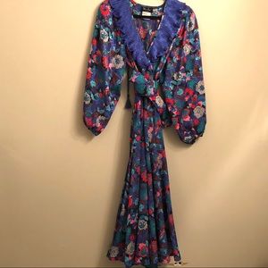 Vintage Diane Freís 1980’s Blue Georgette Dress
